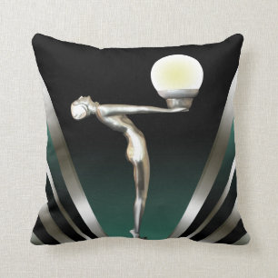 Art Deco Glam Nouveau   teal Throw Pillow
