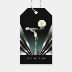 Art Deco Glam Nouveau Thank You   teal Gift Tags