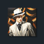 Art Deco Glam: Silver Man Canvas Print<br><div class="desc">Glamourous 20's style Art Deco portrait of a sharply dressed man</div>