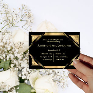 Art Deco Glam Vintage Wedding Rehearsal Invitation