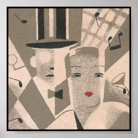 Art Deco Glamor Couple Vintage Japanese