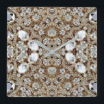 Art Deco Glamorous Vintage Fashion Beige Gold Square Wall Clock<br><div class="desc">Art Deco Glamorous Vintage Fashion Beige Gold home decorations,  The rhinestone design details are simulated in the artwork. 
No actual rhinestones will be used in the making of this product.</div>