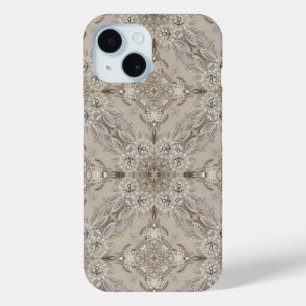  Art Deco Glamorous Vintage Fashion Gray Beige iPhone 15 Case