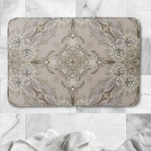   Art Deco Glamorous Vintage Fashion Grey Beige Bath Mat
