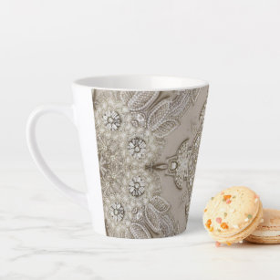 Art Deco Glamorous Vintage Fashion Grey Beige Latte Mug