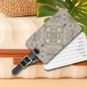 Art Deco Glamorous Vintage Fashion Grey Beige Luggage Tag