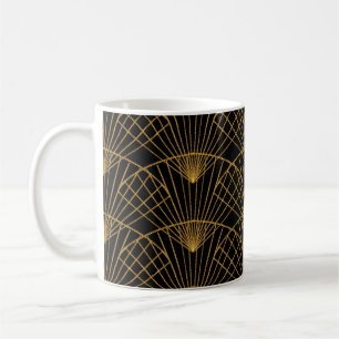 Art Deco Glamour: Golden Fan. Coffee Mug