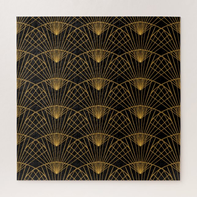 Art Deco Glamour: Golden Fan. Jigsaw Puzzle (Vertical)