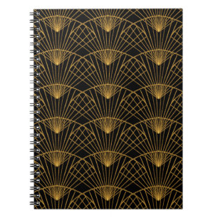 Art Deco Glamour: Golden Fan. Notebook