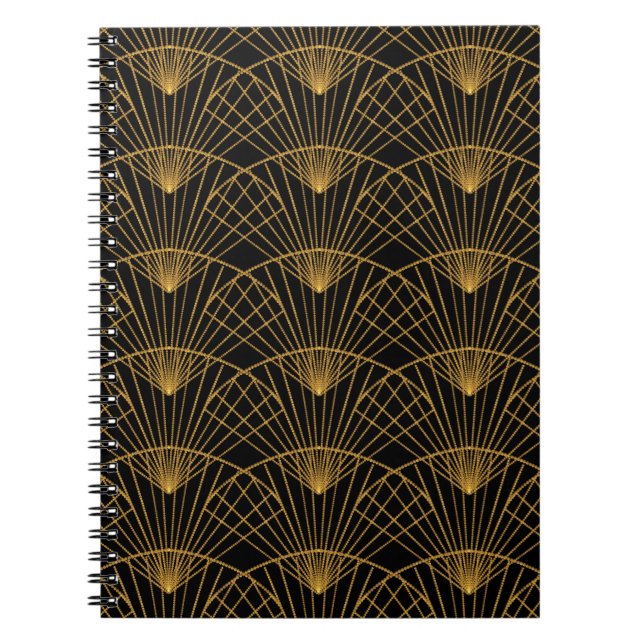 Art Deco Glamour: Golden Fan. Notebook (Front)