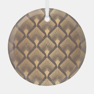 Art Deco Glamour: Golden Scales. Glass Ornament