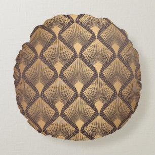Art Deco Glamour: Golden Scales. Round Pillow