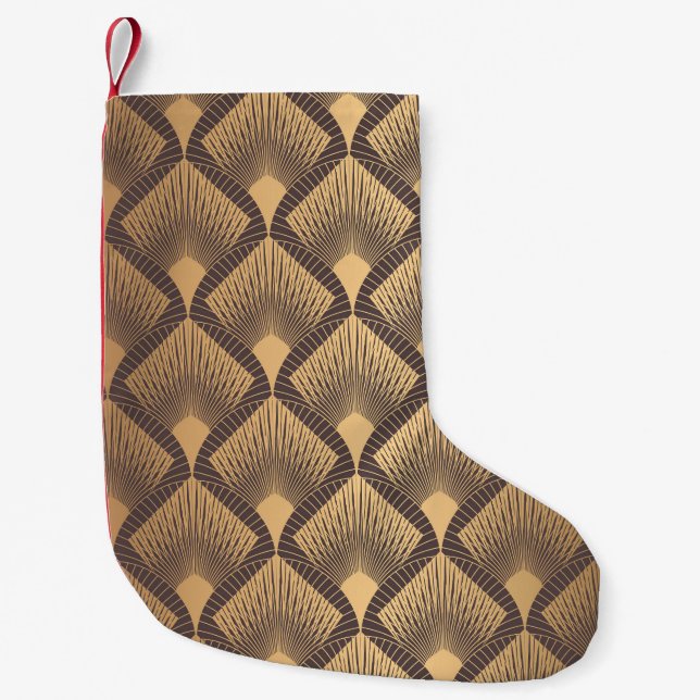 Art Deco Glamour: Golden Scales. Small Christmas Stocking (Front)