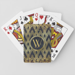 Art Deco Glamourous Geometric Pattern Monogram Playing Cards