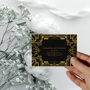 Art Deco Glamourous Gold on Black Rehearsal  Card
