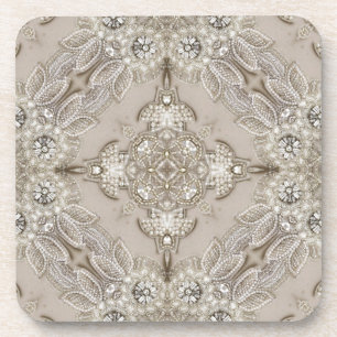 Art Deco Glamourous Great Gatsby Rhinestone Lace Coaster