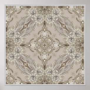 Art Deco Glamourous Great Gatsby Rhinestone Lace Poster