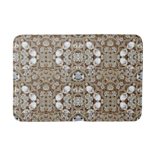 Art Deco Glamourous Vintage Fashion Beige Gold Bath Mat