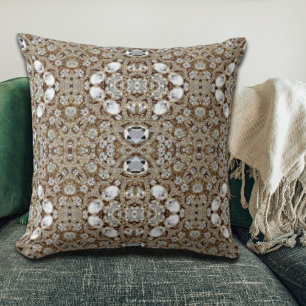  Art Deco Glamourous Vintage Fashion Beige Gold Throw Pillow