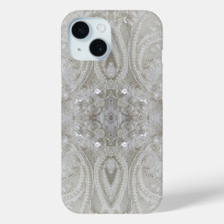 Art Deco Glamourous Vintage Fashion beige White iPhone 15 Case