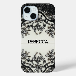 Art Deco Glamourous Vintage Fashion Black White iPhone 15 Case