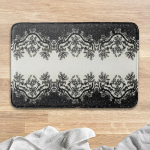 Art Deco Glamourous Vintage Fashion Black White F Bath Mat