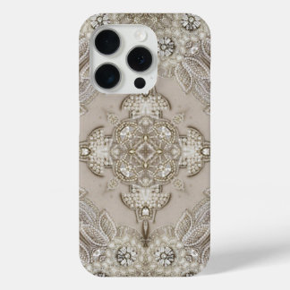 Art Deco Glamourous Vintage Fashion Grey Beige iPhone 15 Pro Case
