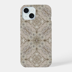 Art Deco Glamourous Vintage Fashion Grey Beige iPhone 15 Case