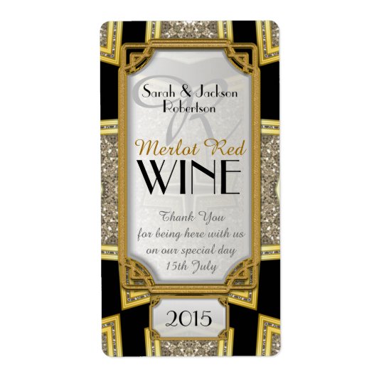 Art Deco Gold 3 Vintage Stylish Wine Bottle Labels