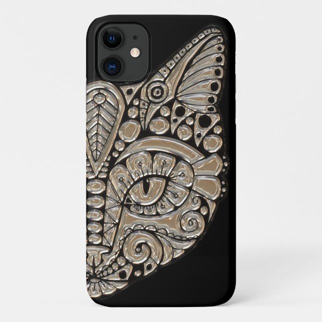 Art deco gold and black Egyptian style cat Case-Mate iPhone Case (Back)
