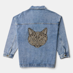 Art deco gold and black Egyptian style cat Denim Jacket