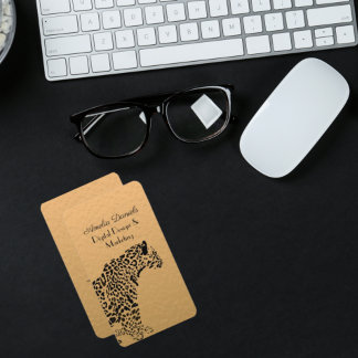 Art deco Gold and Black Jaguar Business Card