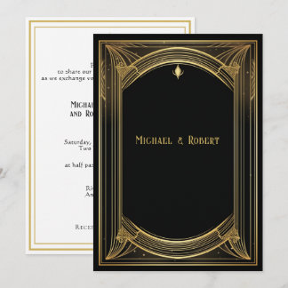 Art Deco Gold and Black Vintage Frame Invitation