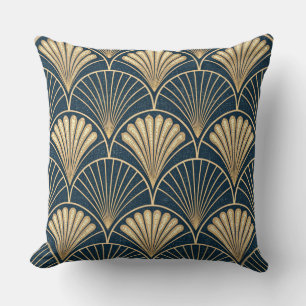 Art Deco Gold And Navy  Throw Pillow