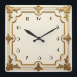Art Deco Gold and White Square Wall Clock<br><div class="desc">Great clock design. You will love it like others. Be free to use this design for other product you like or to customize and add your text. Follow me for more. Thank you. Have a nice day.</div>
