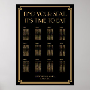 Art Deco Gold Black 20x28 Wedding Seating Chart