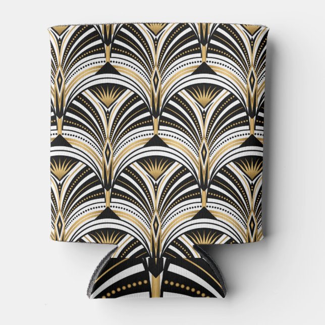 Art Deco Gold Black Elegance: Roaring Twenties Can Cooler (Front)