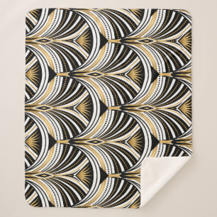 Art Deco Gold Black Elegance: Roaring Twenties Sherpa Blanket