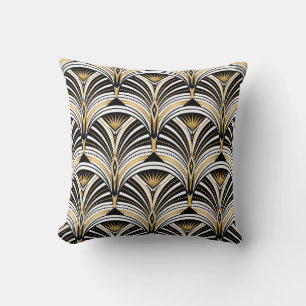 Art Deco Gold Black Elegance: Roaring Twenties Throw Pillow