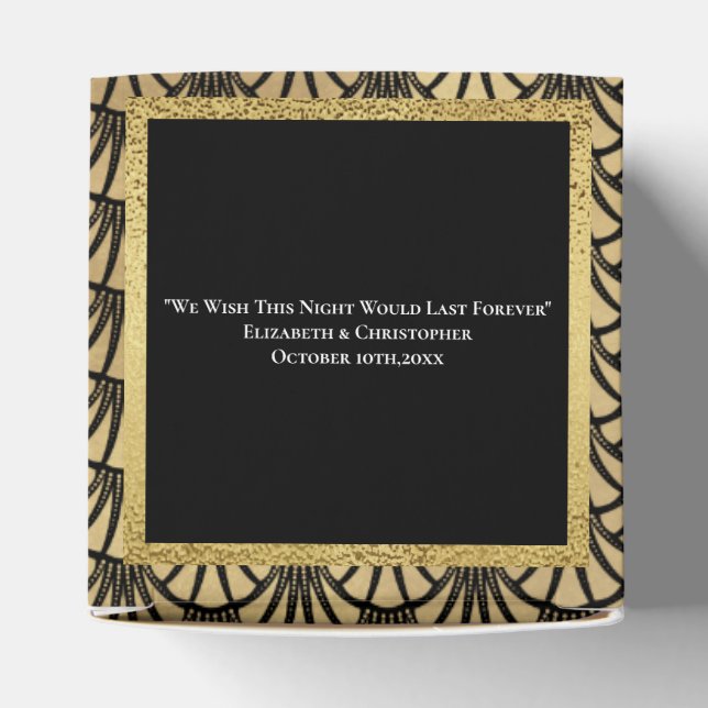 Art Deco Gold Black Gatsby 1920's Wedding Favor Box (Top)