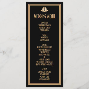 Art Déco Gold Black Great Gatsby Menu Mariage