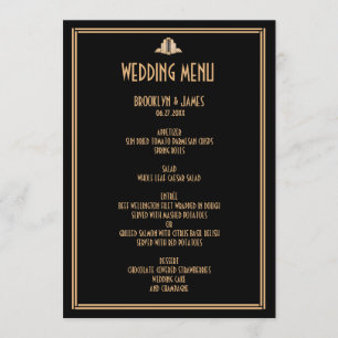 Art Deco Gold Black Great Gatsby Wedding Menu