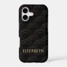 Art Deco Gold Black Name Personalized