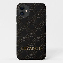 Art Deco Gold Black Name Personalized