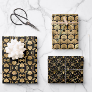 Art Deco Gold & Black Wrapping Paper Sheets