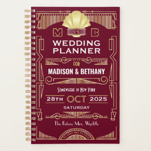 Art Deco Gold Burgundy Elegant Gatsby Wedding Planner