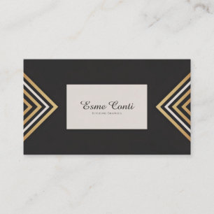Art Deco Gold Chevron Black and White Business Card