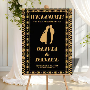 Art Déco Gold et Black Mariage Welcome