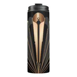 Art Deco Gold Fan Geometric Elegance Thermal Tumbler
