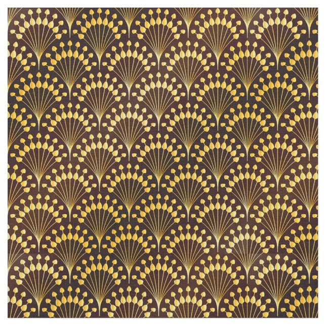 Art Deco Gold Fan Pattern Fabric (Close Up)